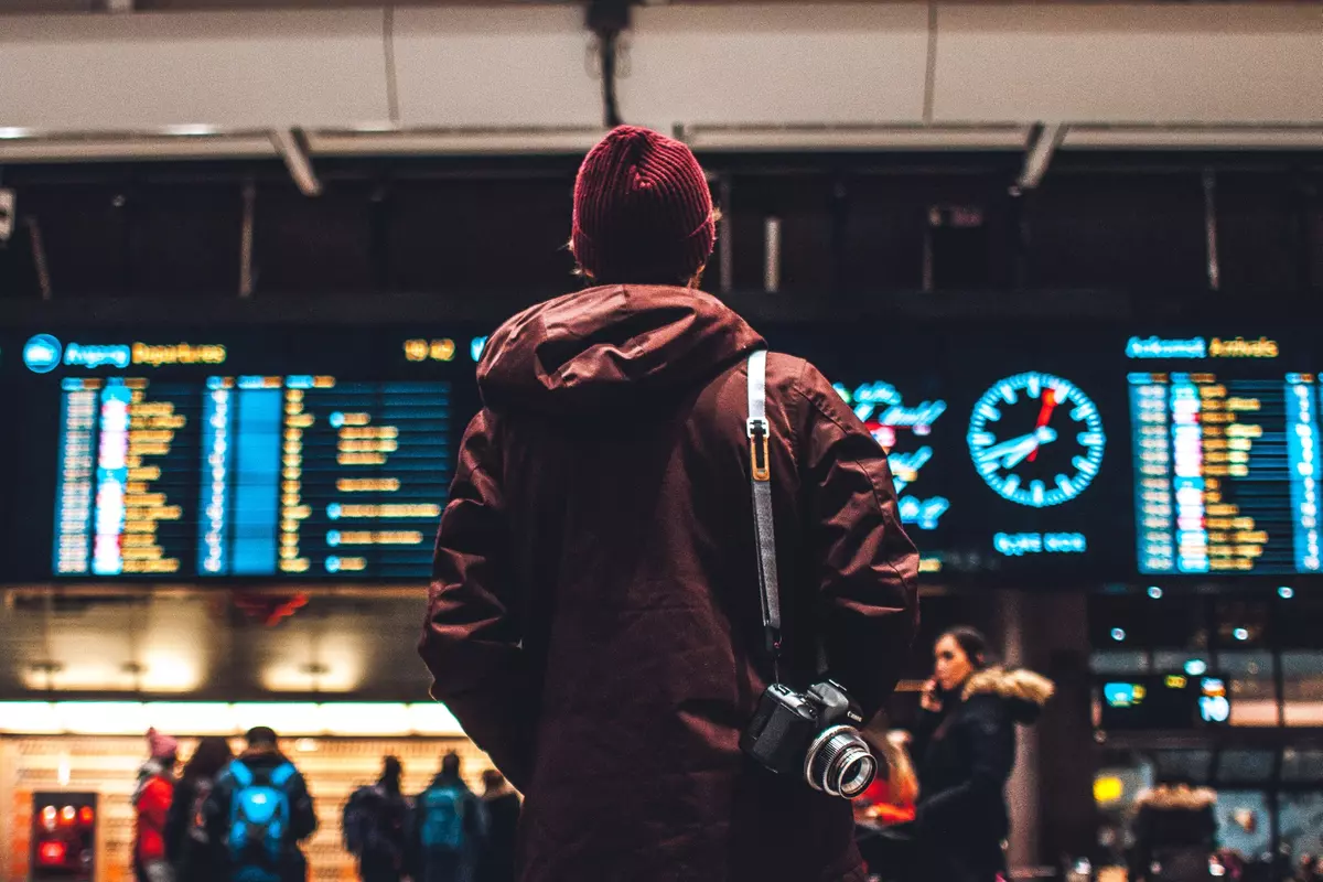 Man on train station