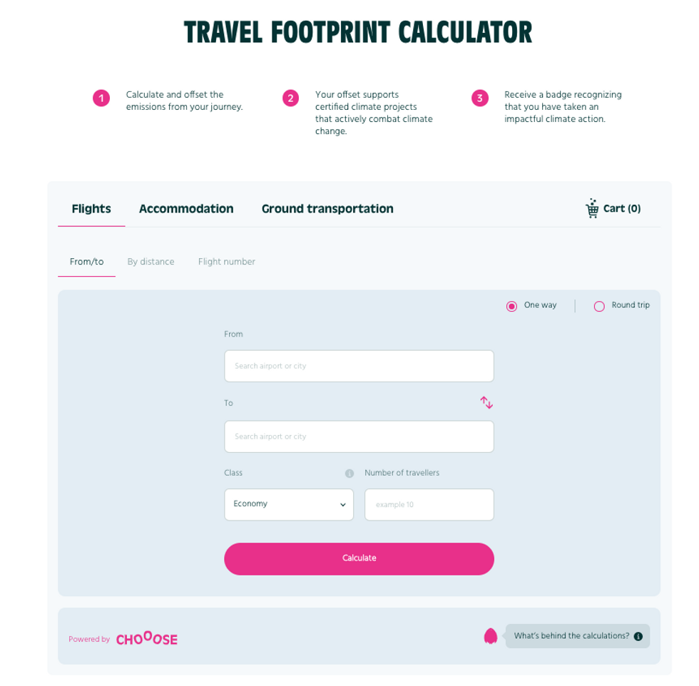 The travel footprint calculator by Lonely Planet and CHOOOSE
