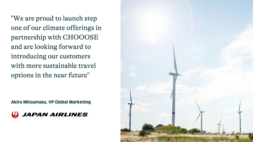Japan Airlines partners with CHOOOSE to offer climate compensation options to its customers