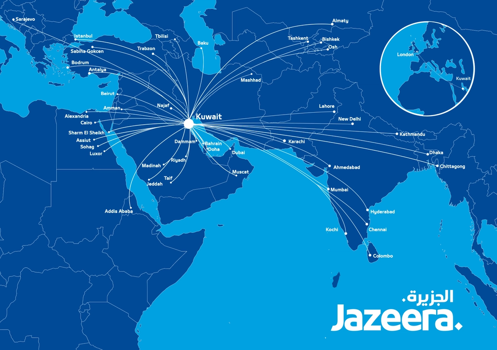 Jazeera Airways network map
