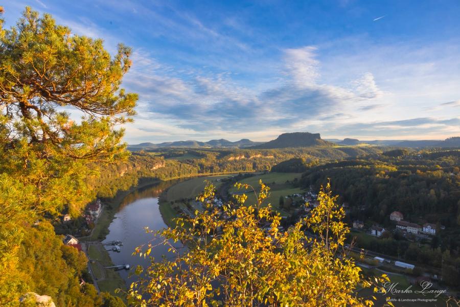 Abendlicht über der Elbe mit Lilienstein