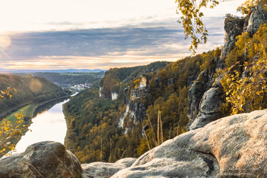 Elbtal im Abendlicht von der Bastei