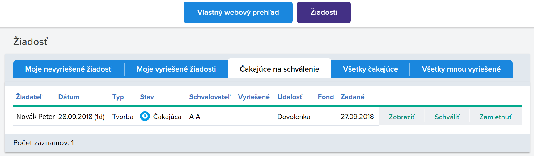 Vyřízení žádosti