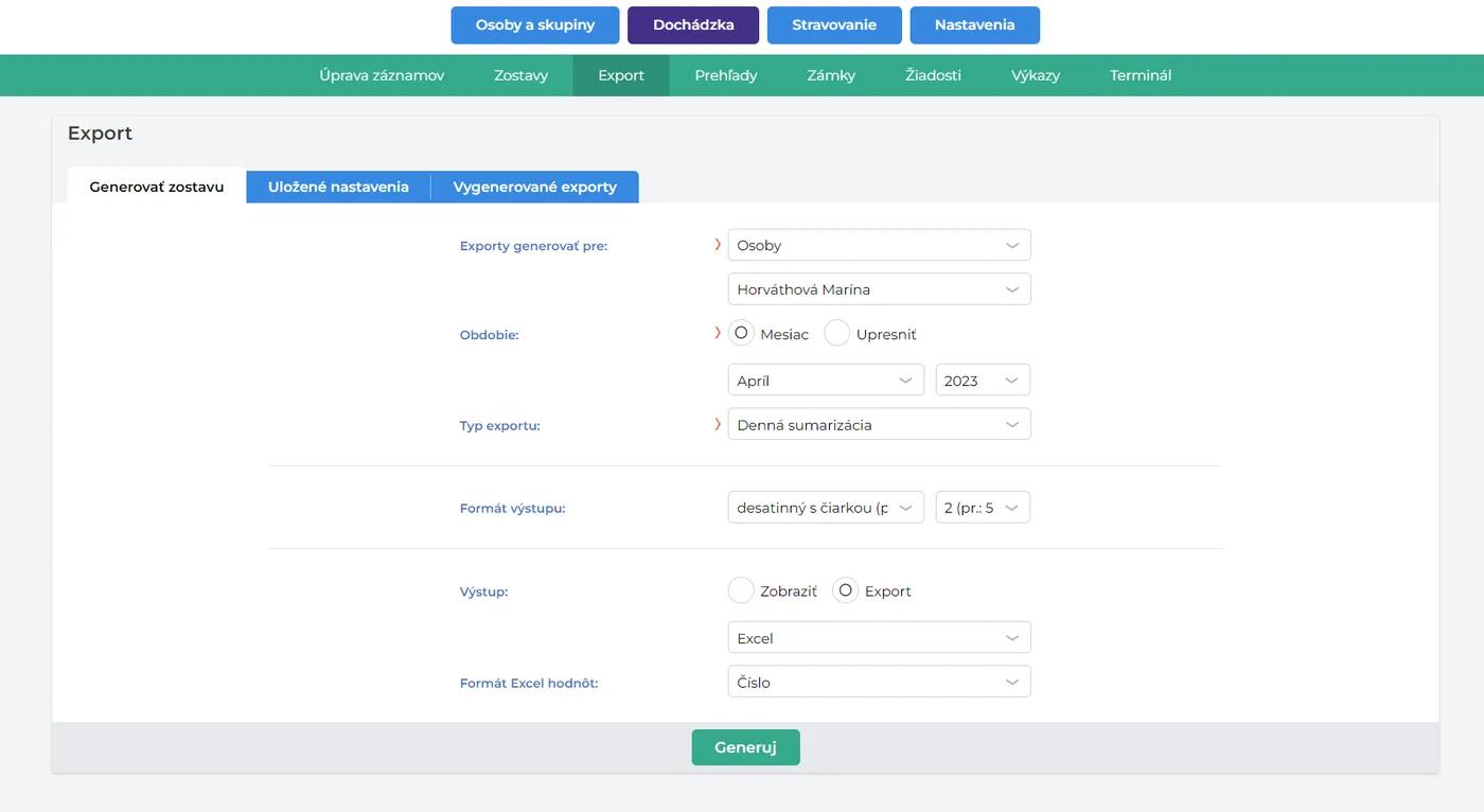 Exporty do mzdových a ekonomických systémov