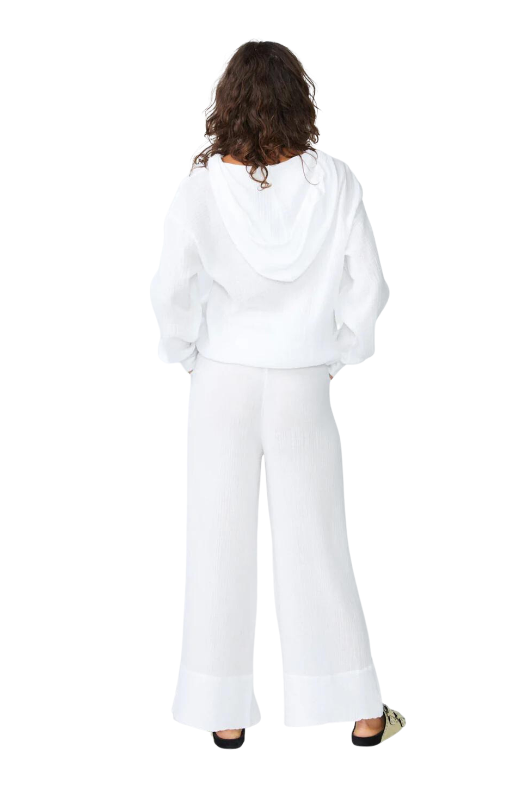 Gauze Pull-On Culotte Pants With Pleats main image 0