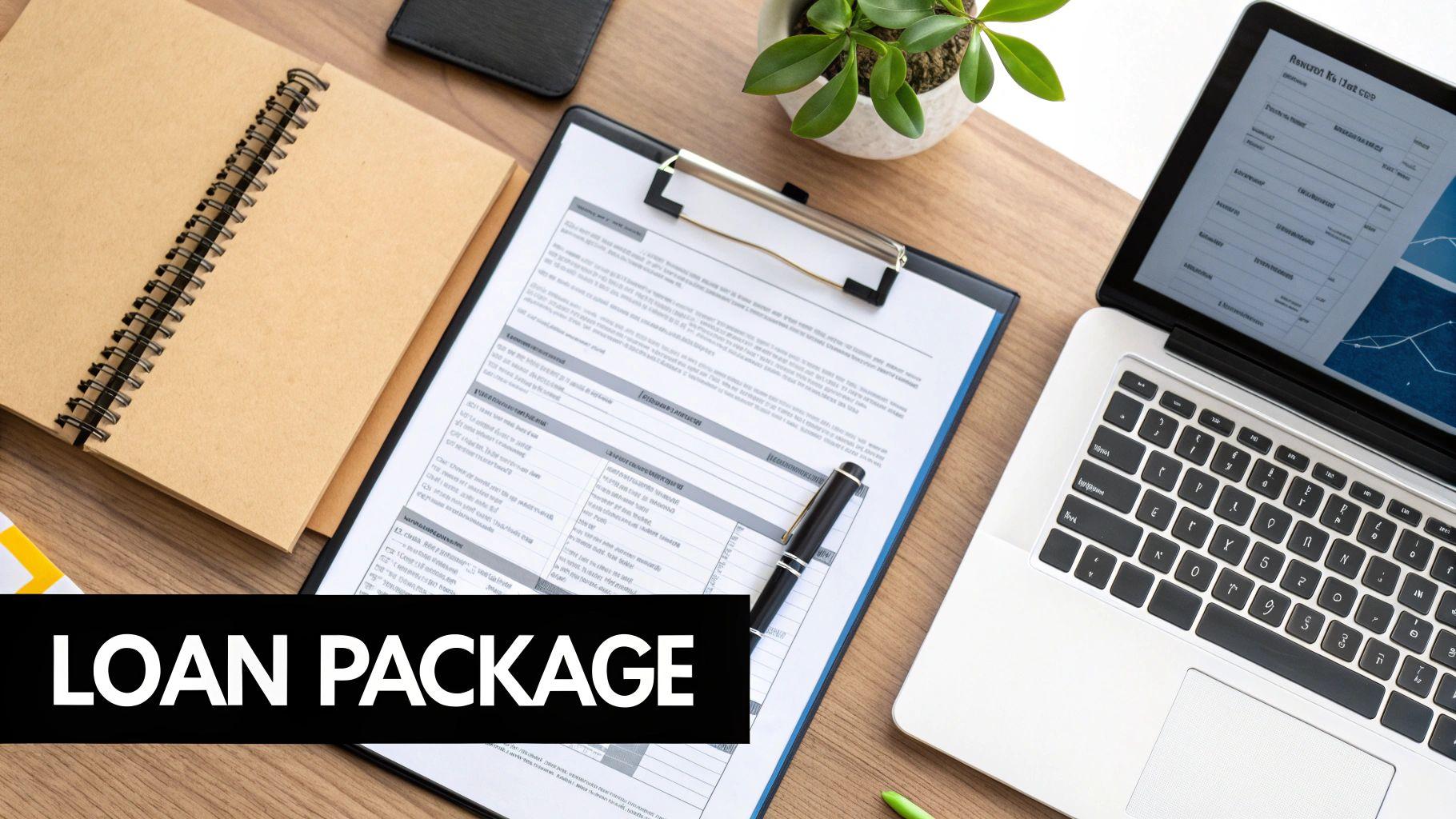 Pile of organized documents for a loan package