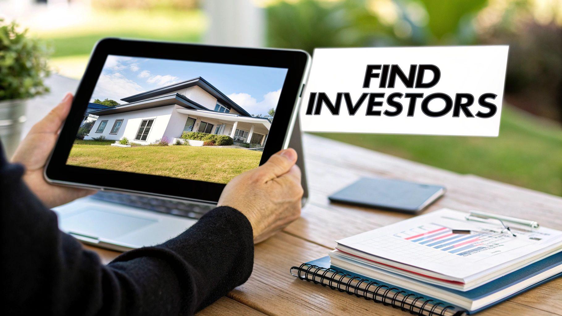 Group of diverse professionals networking at a modern, sunlit conference, symbolizing the search for equity investors in real estate.