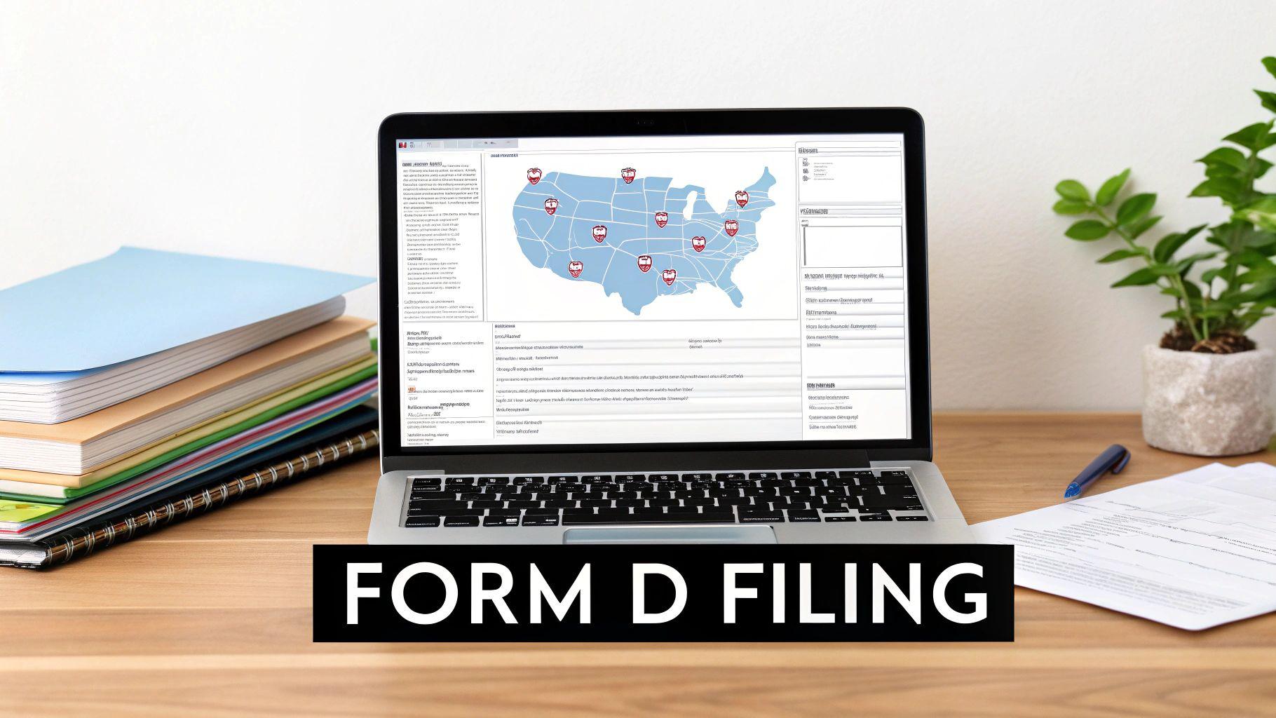 Woman working on compliance documents on a laptop