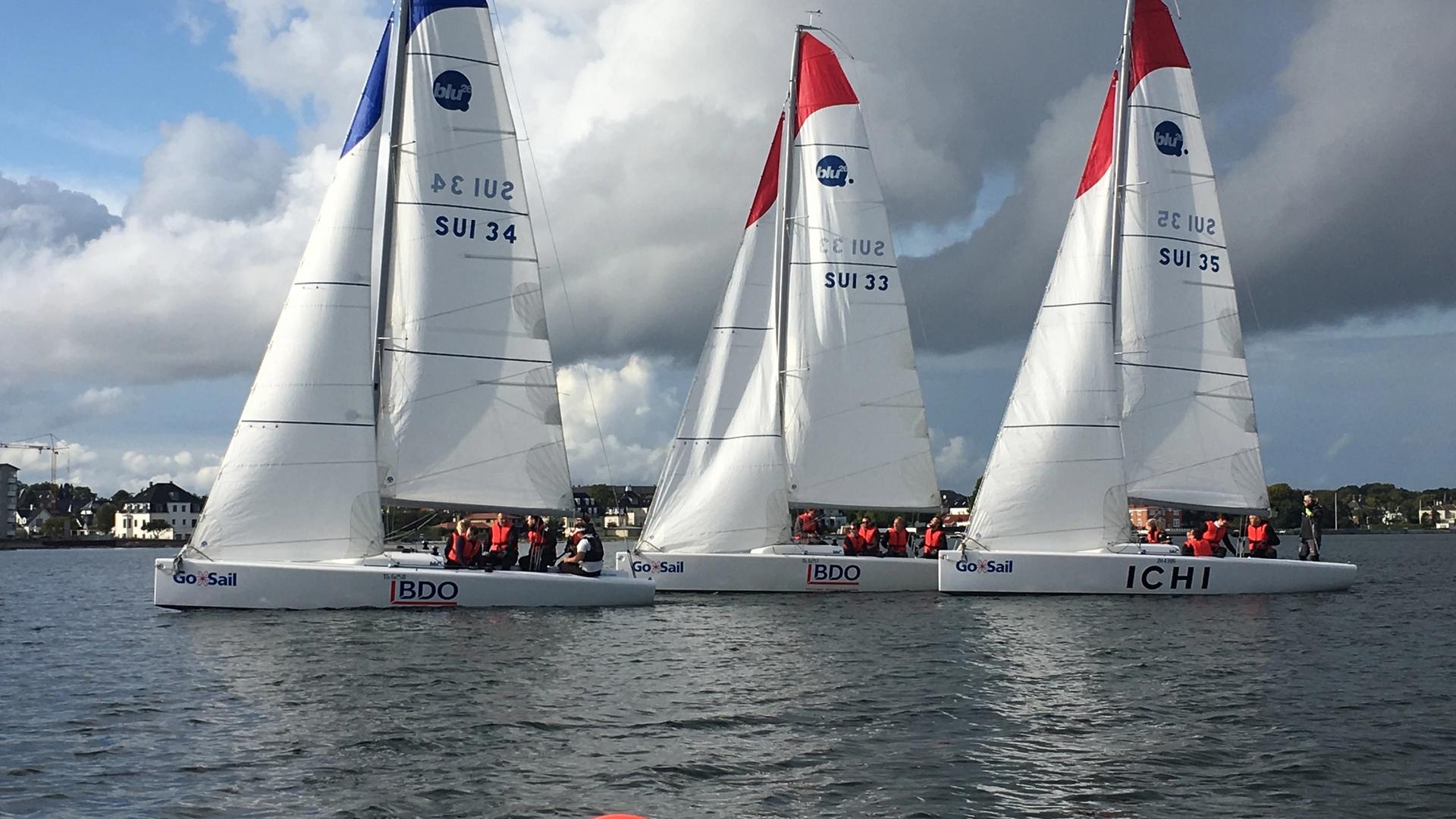 tre sejlbåde på lillebælt