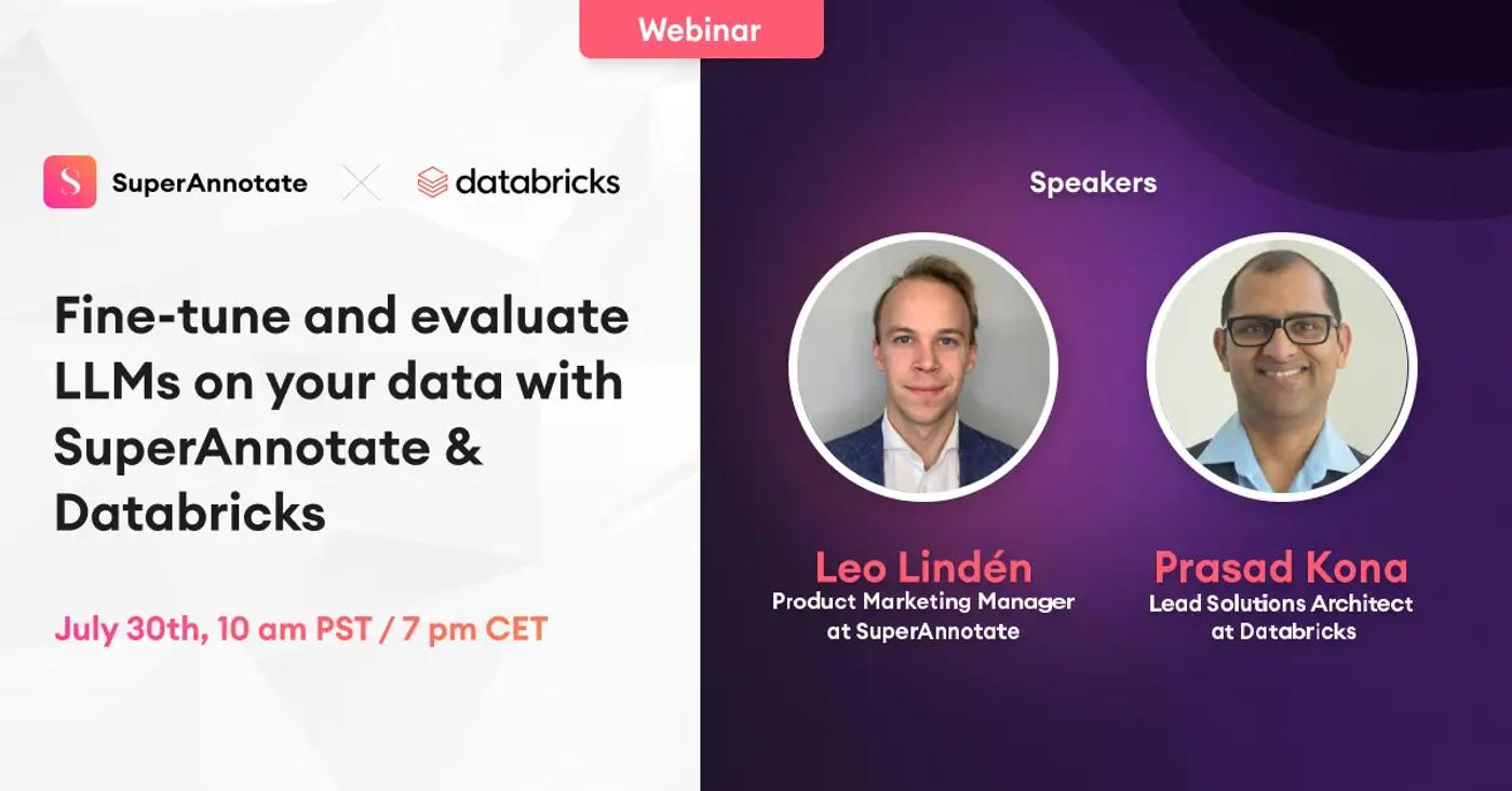 webinar fine-tune and evaluate llms with superannotate and databricks