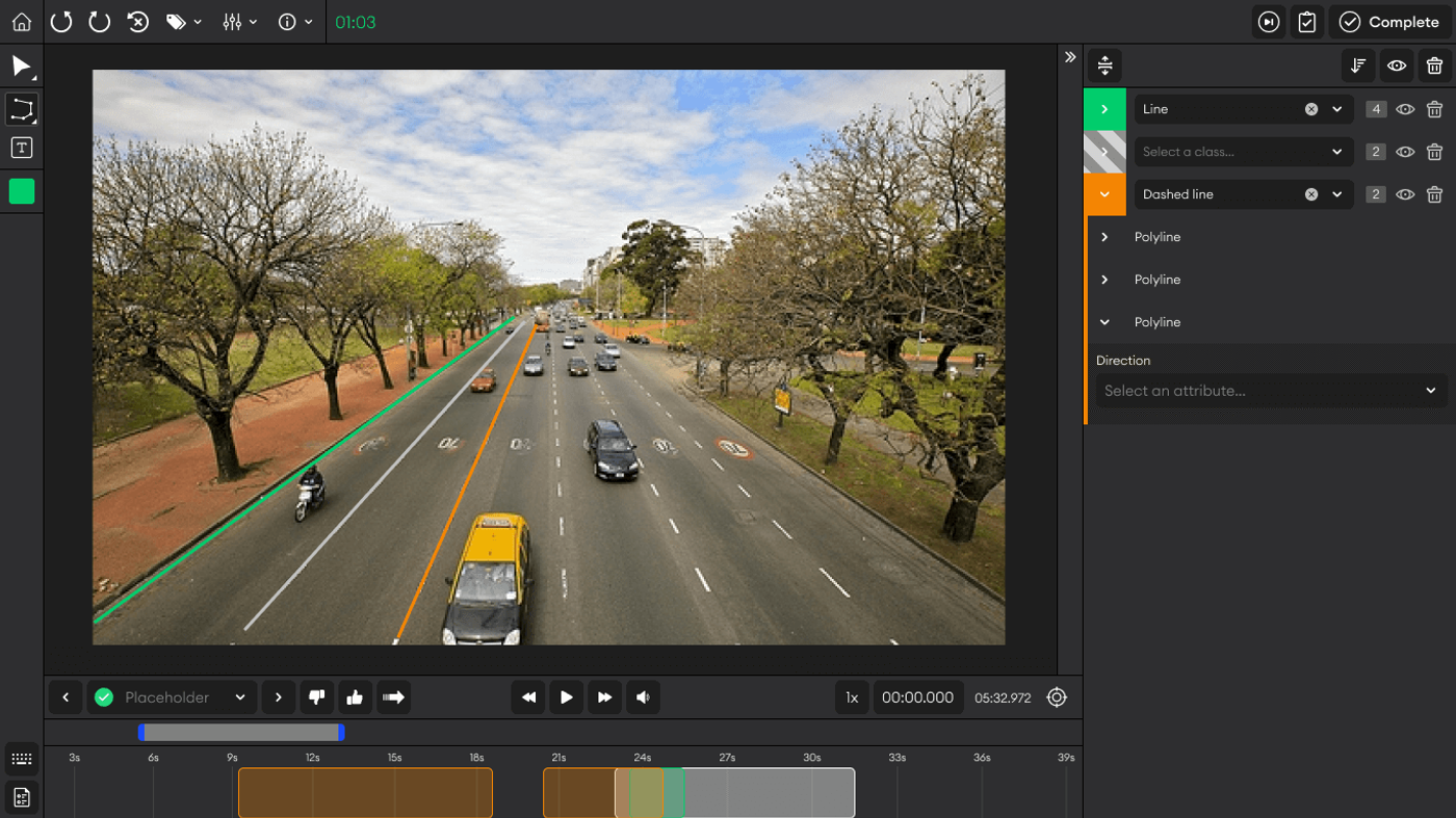 polyline in the video editor