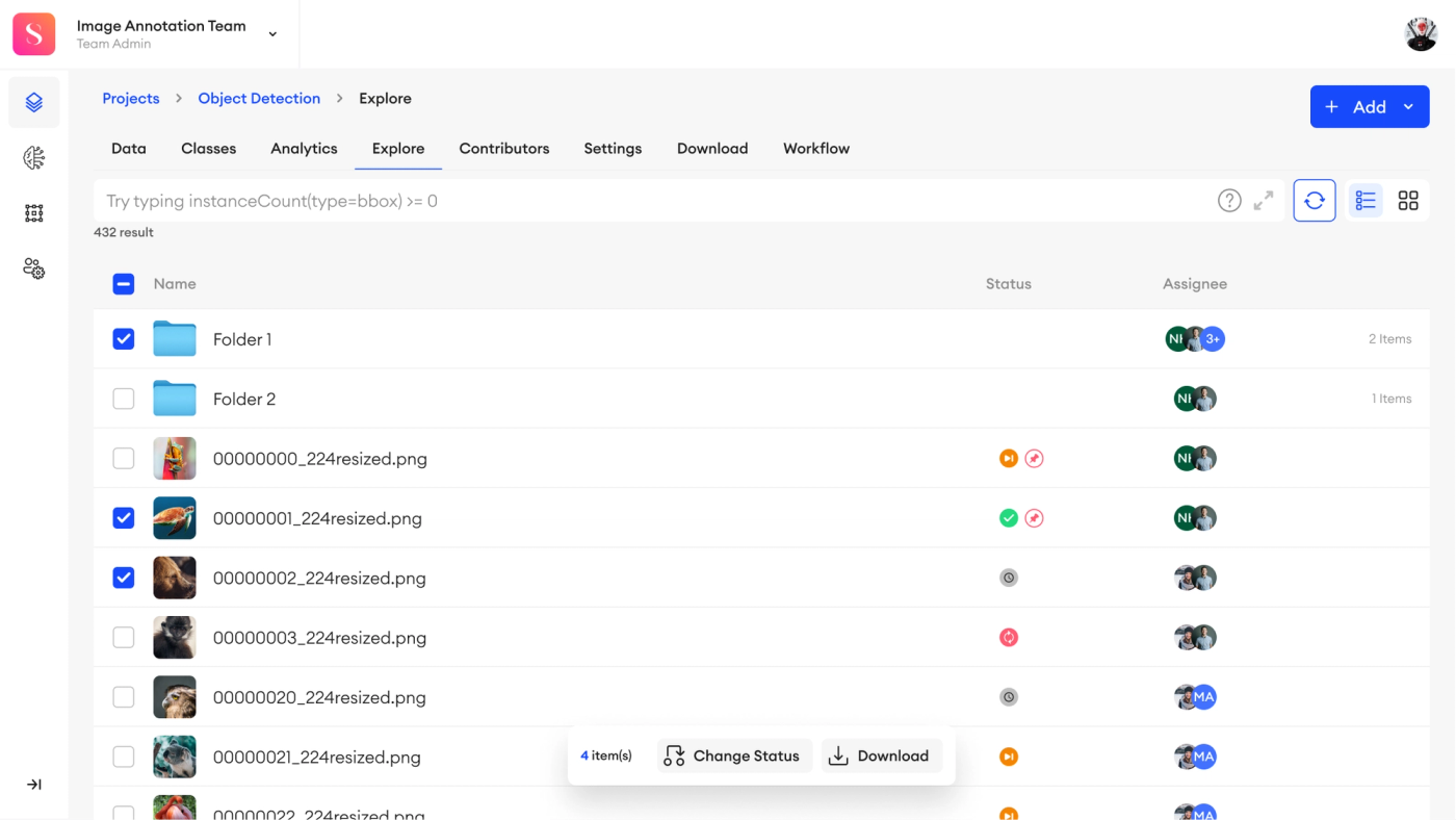 download items from the Explore tab