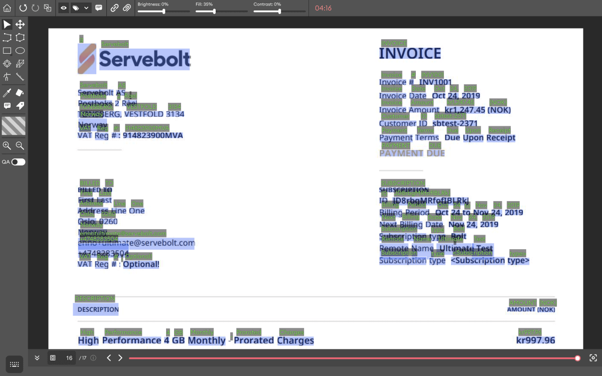invoice annotation