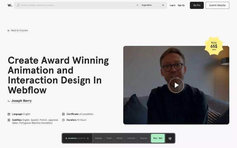 Create Award Winning Animation and Interaction Design in Webflow