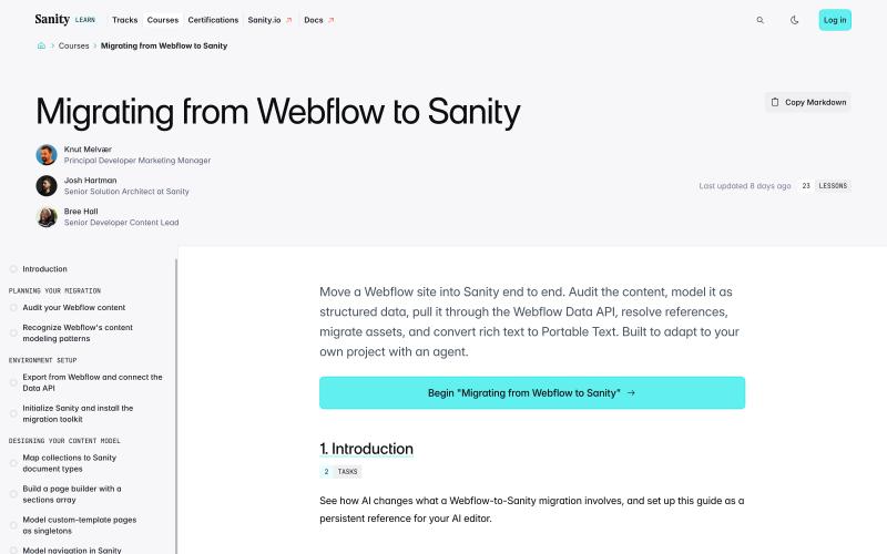 Migrating from Webflow to Sanity