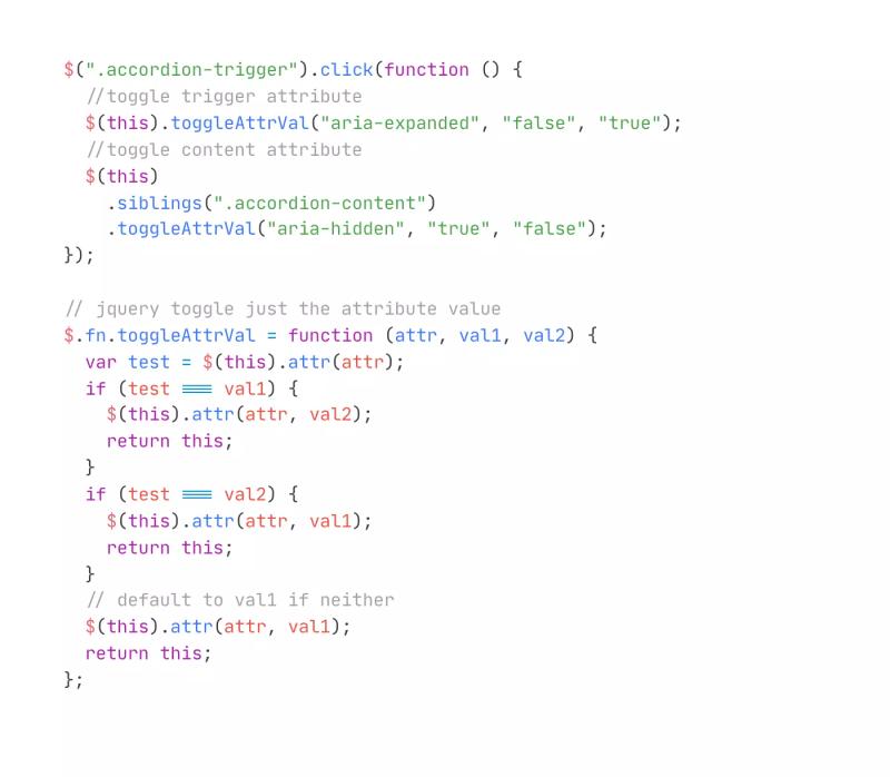Toggle Accordion Attributes for Accessibility