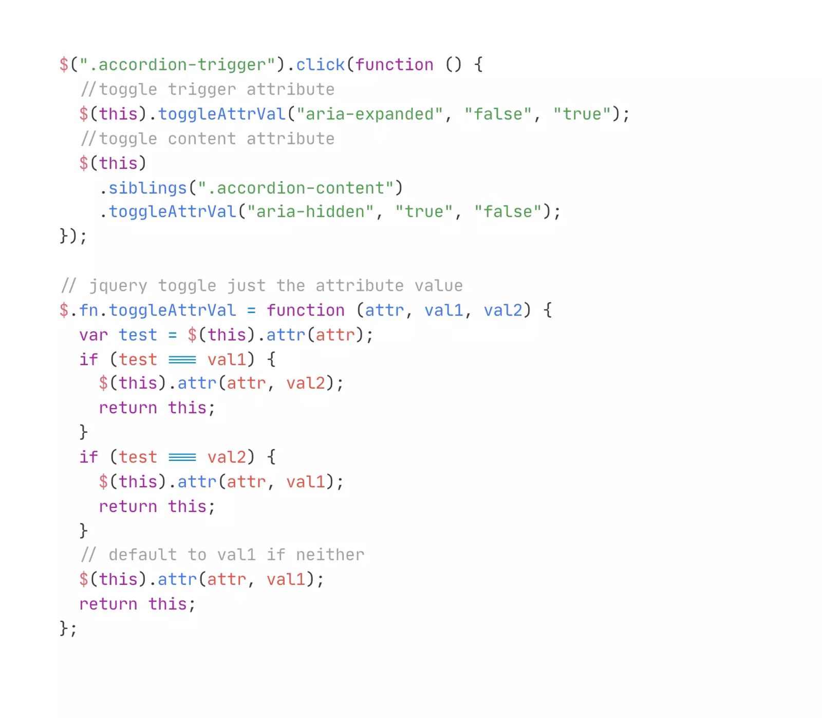 Toggle Accordion Attributes for Accessibility