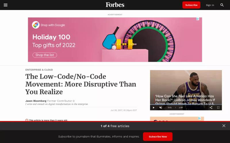The Low-Code/No-Code Movement: More Disruptive Than You Realize