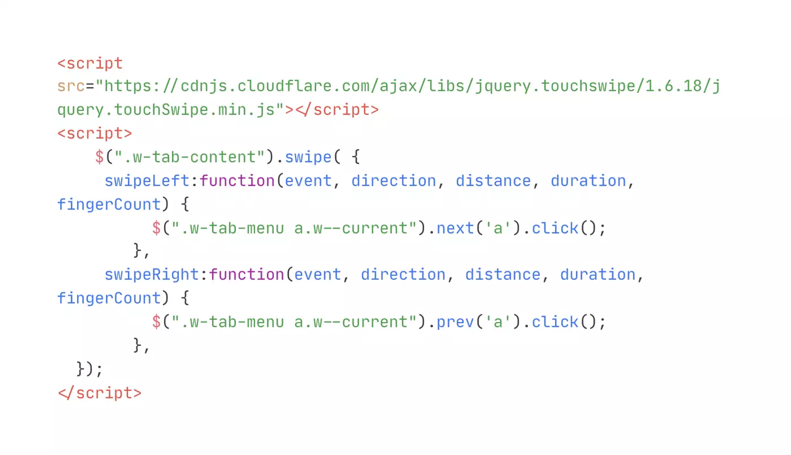 Swipe Webflow Tabs