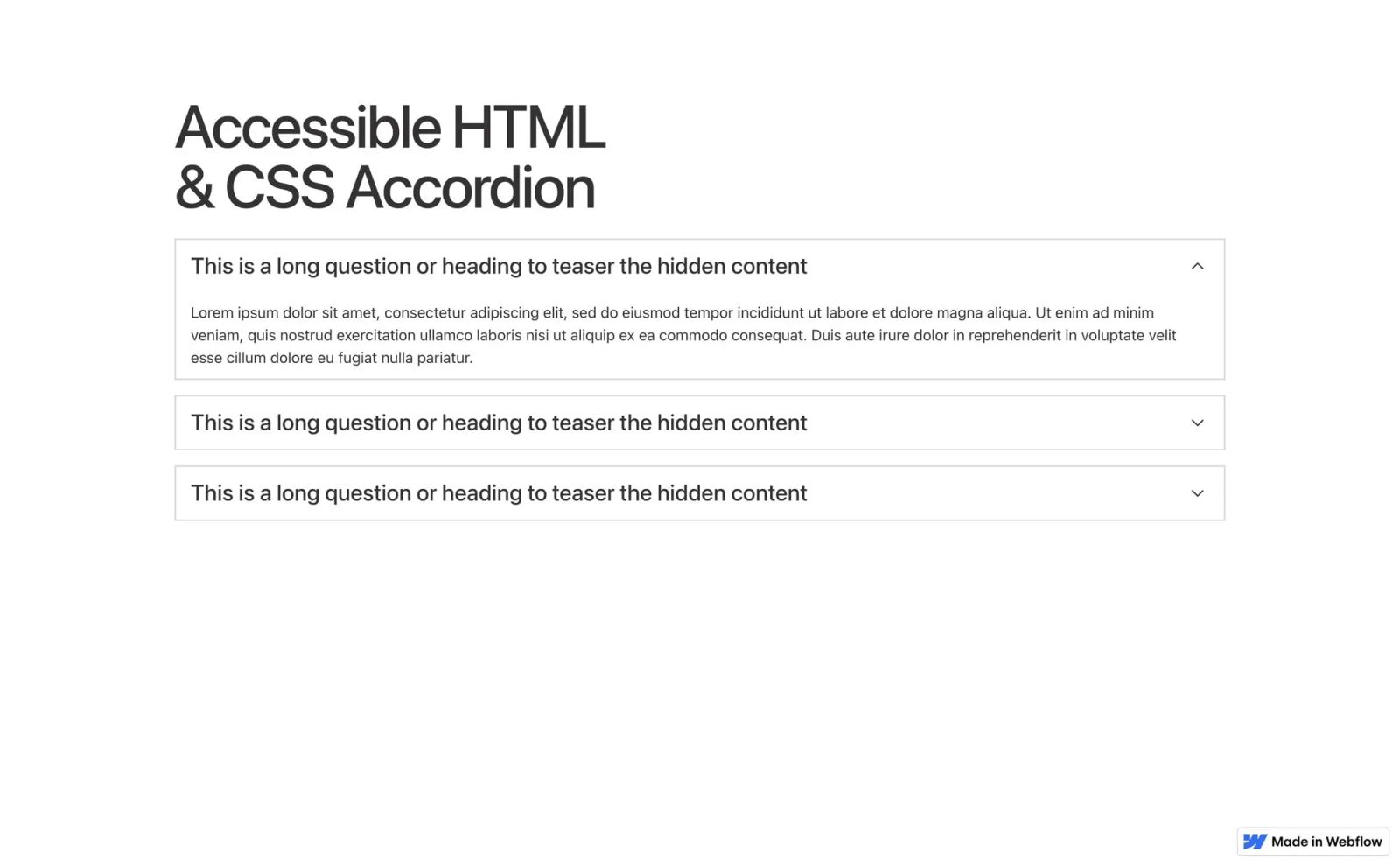 Accessible Accordion for Webflow