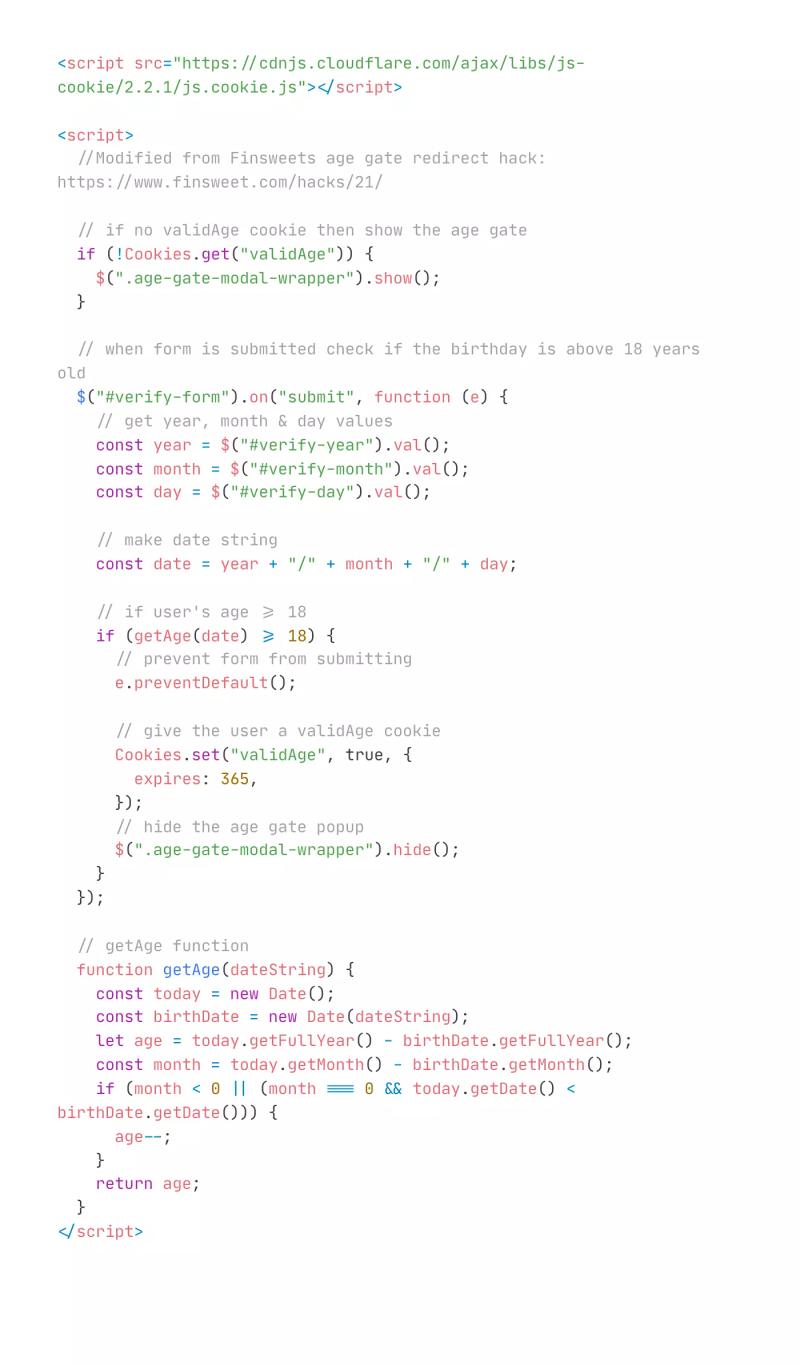 Birthday Age Gate Modal Overlay