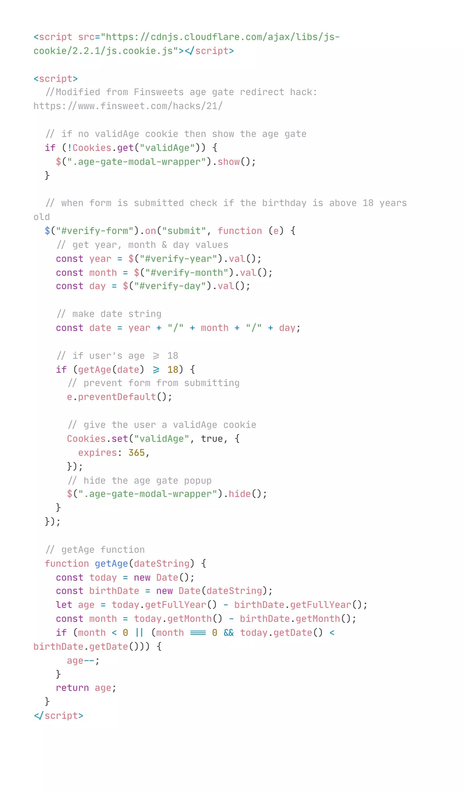 Birthday Age Gate Modal Overlay