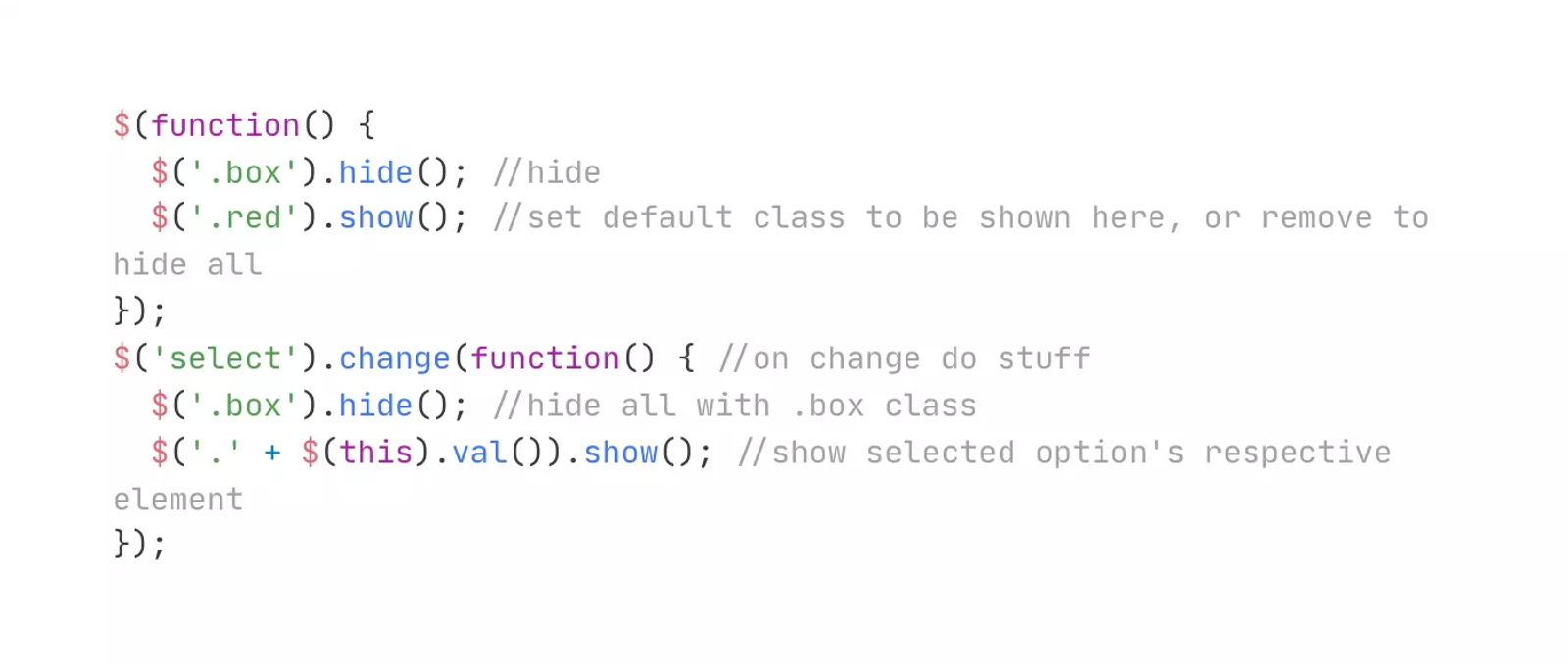 Hide/Show Element From <select>