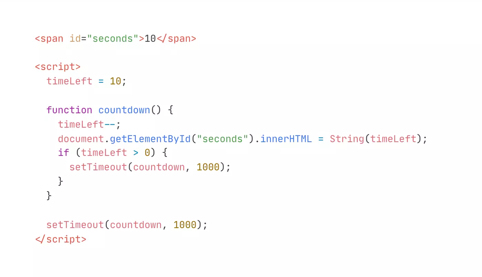 Simple Countdown Timer in Seconds