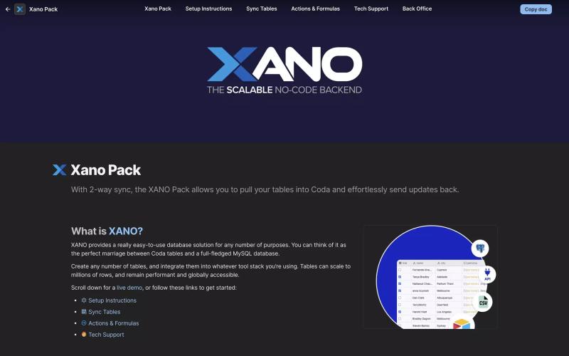 Xano Pack for Coda