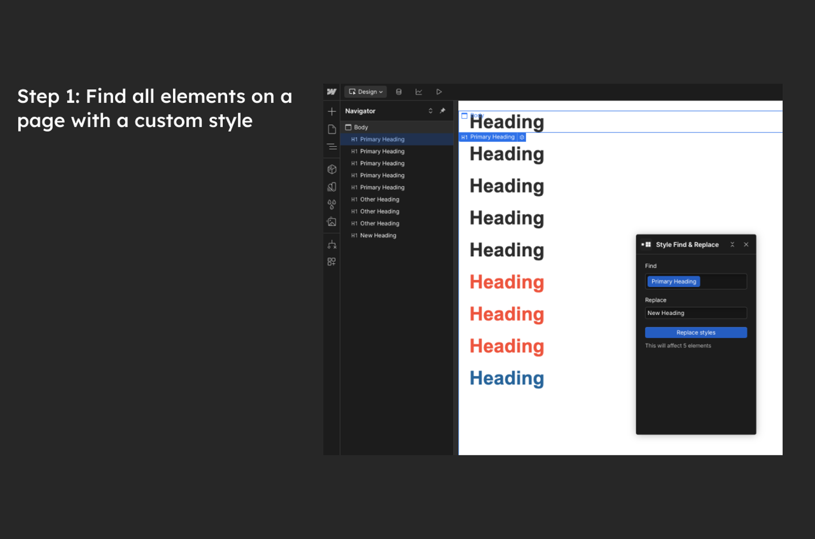 Style Find & Replace Webflow App