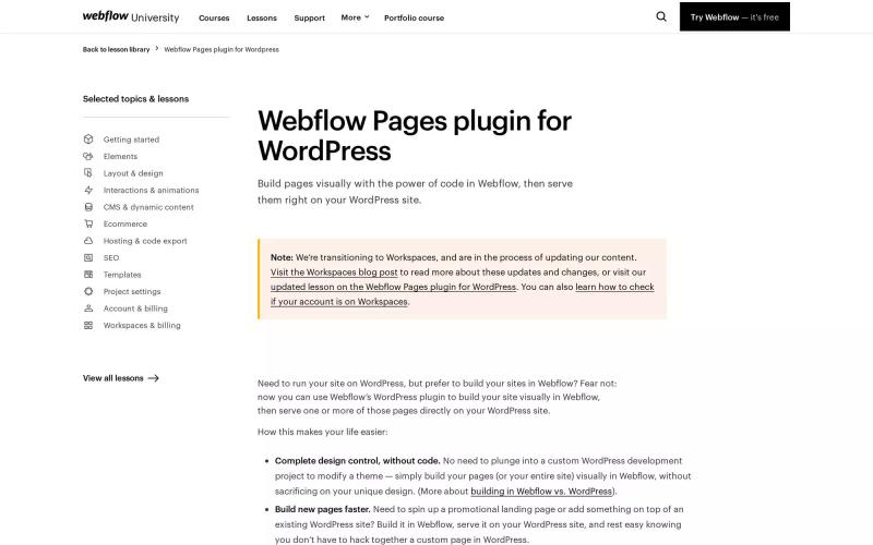 Webflow Pages WordPress Plugin