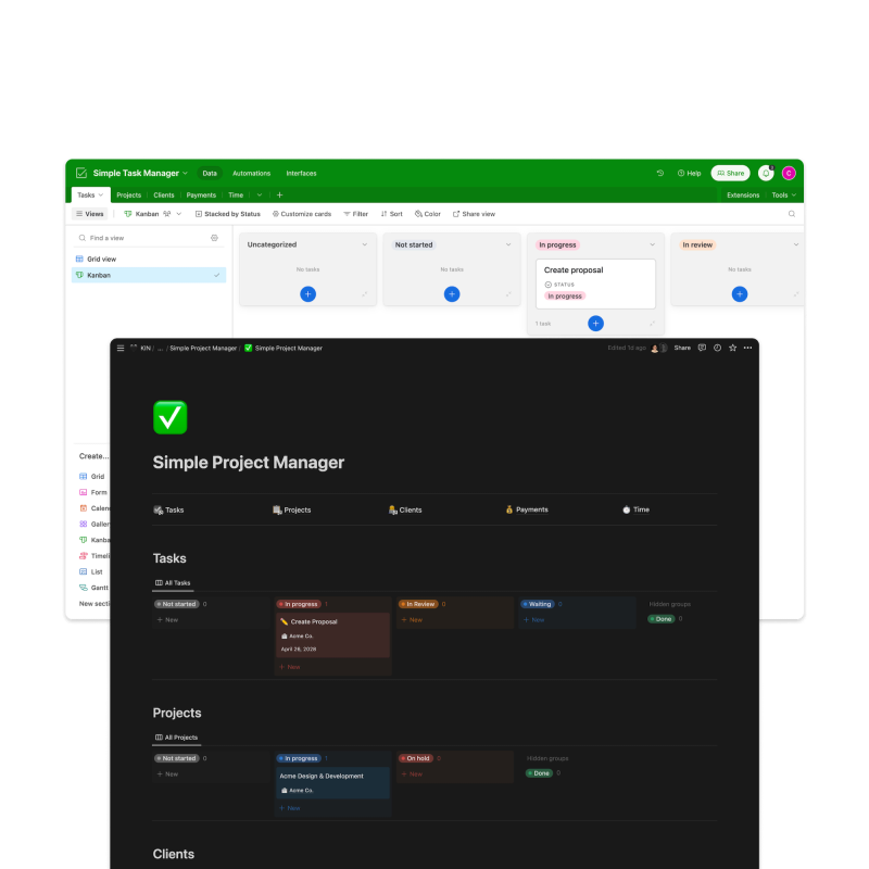 Simple Project Manager Template