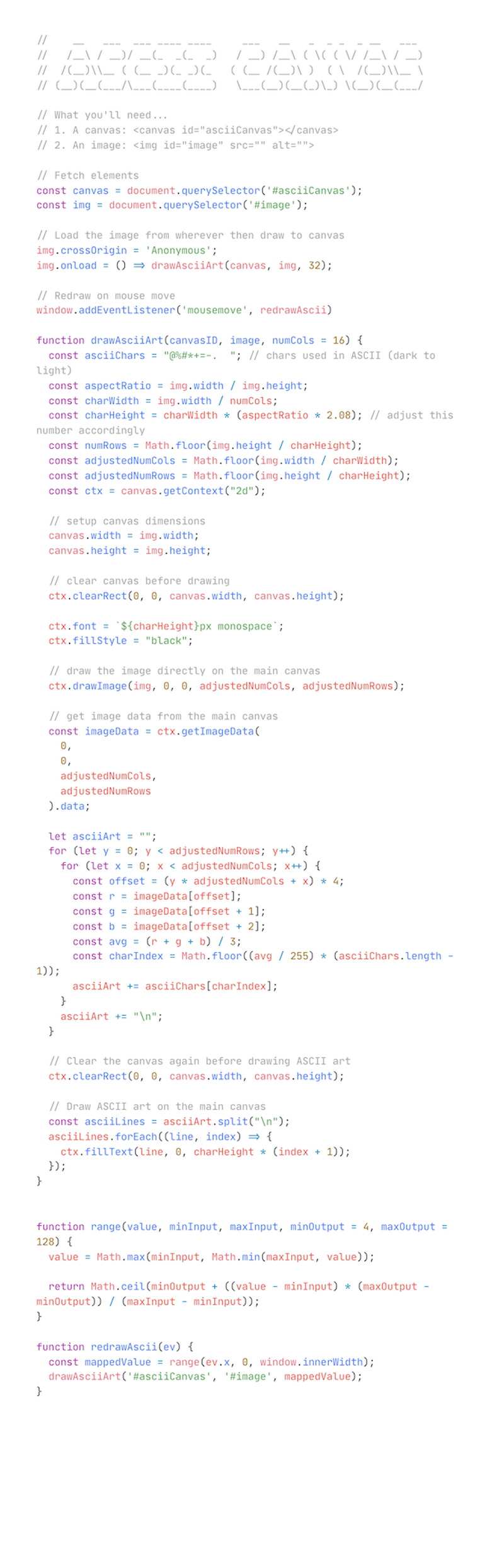 Image to ASCII Effect