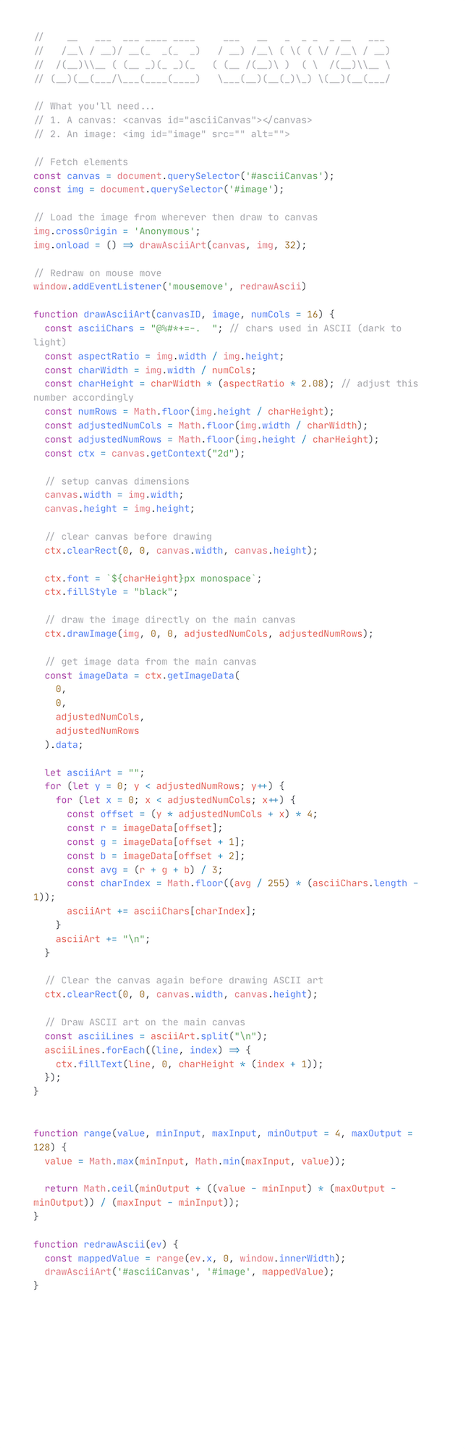 Image to ASCII Effect