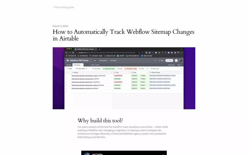 Automatically Track Webflow Sitemap Changes in Airtable