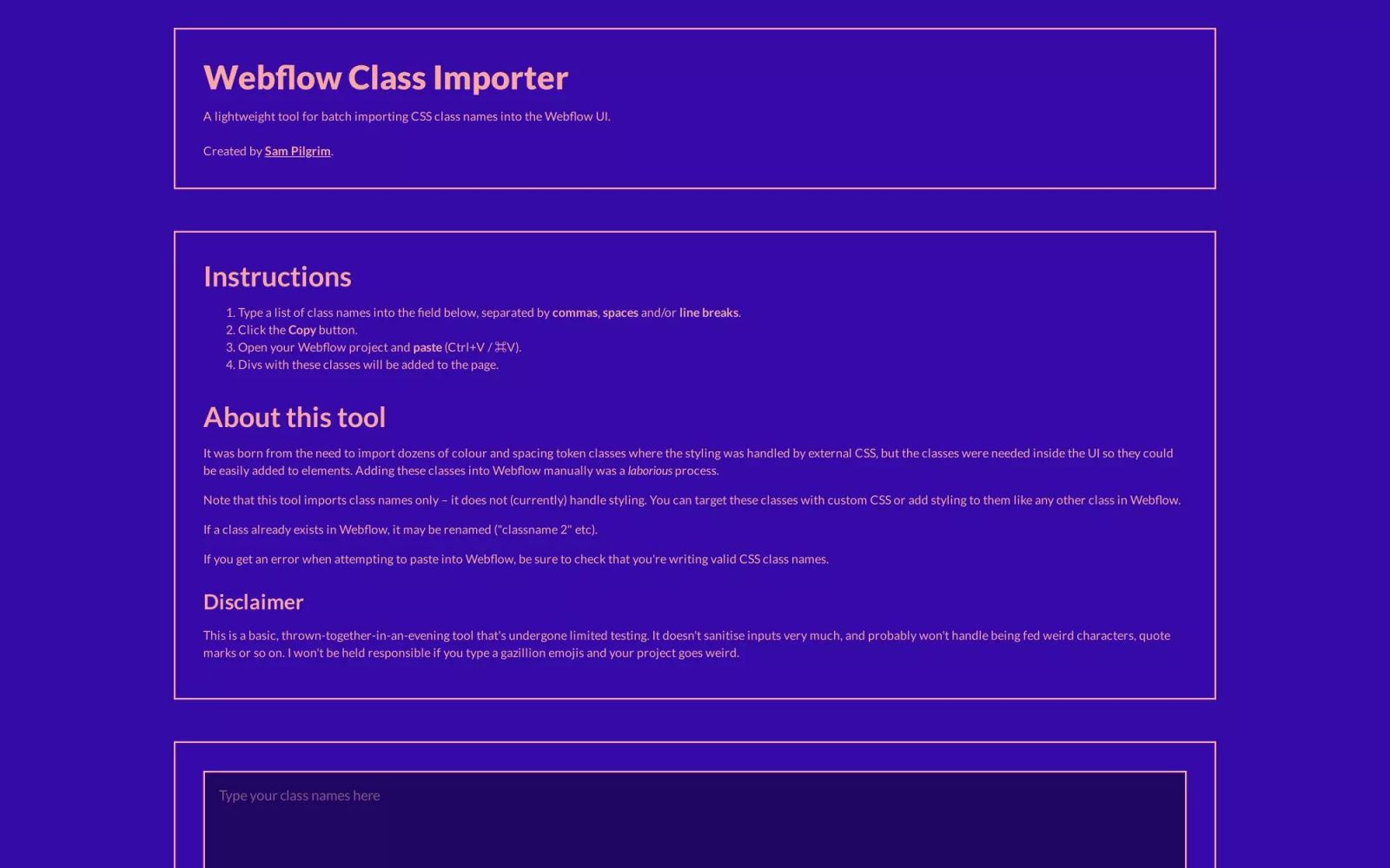 Webflow Class Importer