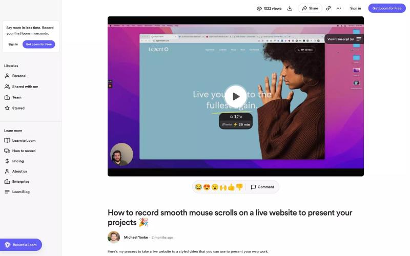 How to record smooth mouse scrolls on a live website