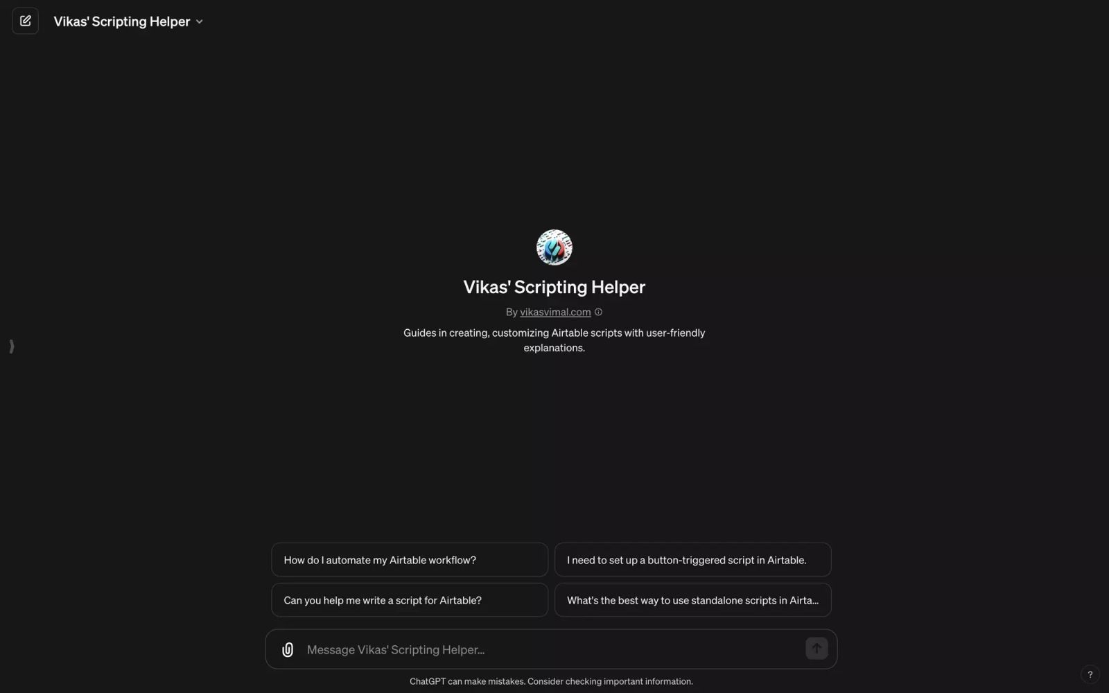 Vikas' Airtable Scripting Custom GPT