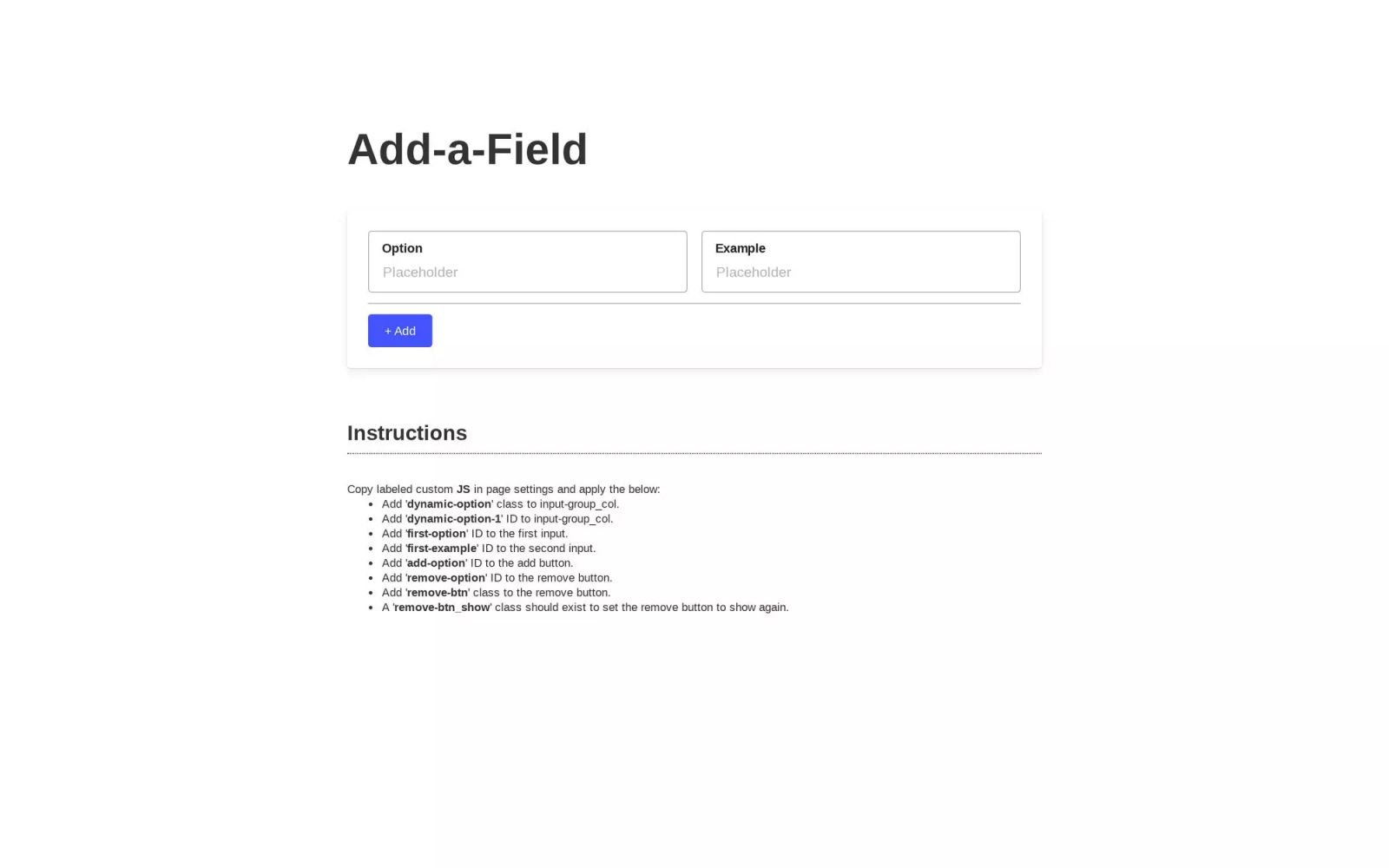 Add-a-Field Form