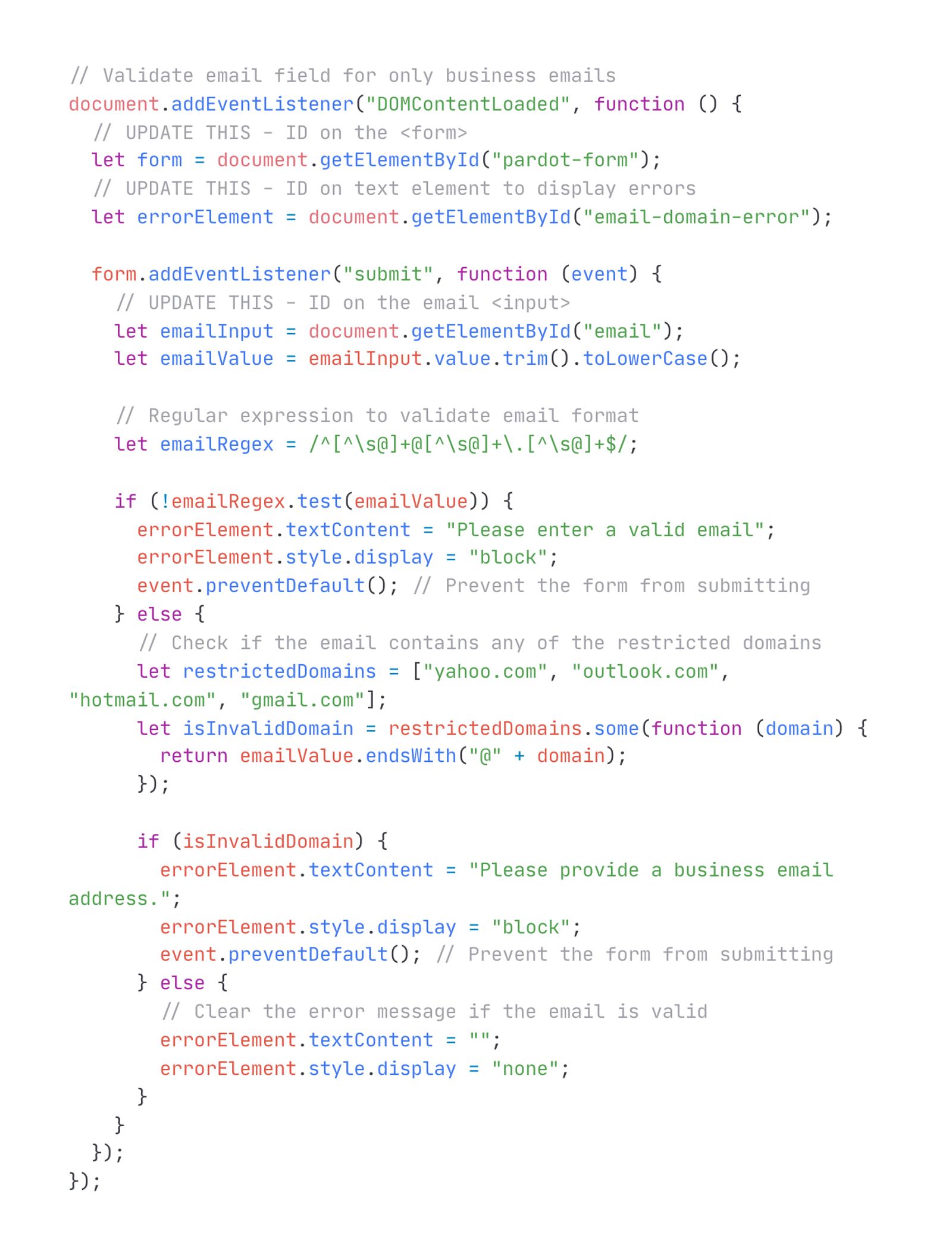 Email Address Input Validation