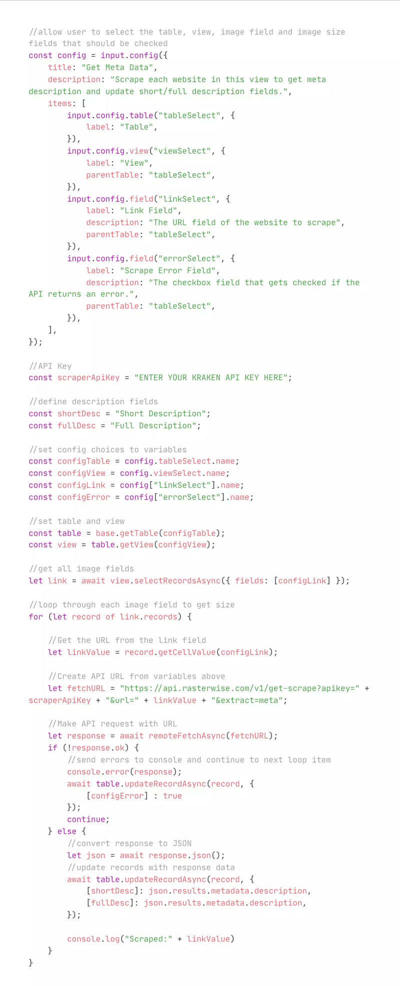 Get Website Meta Data w/ Airtable Script