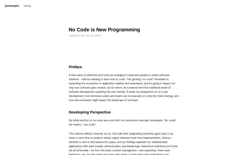 No Code is New Programming