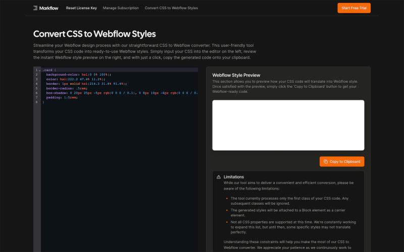Covert CSS to Webflow Styles