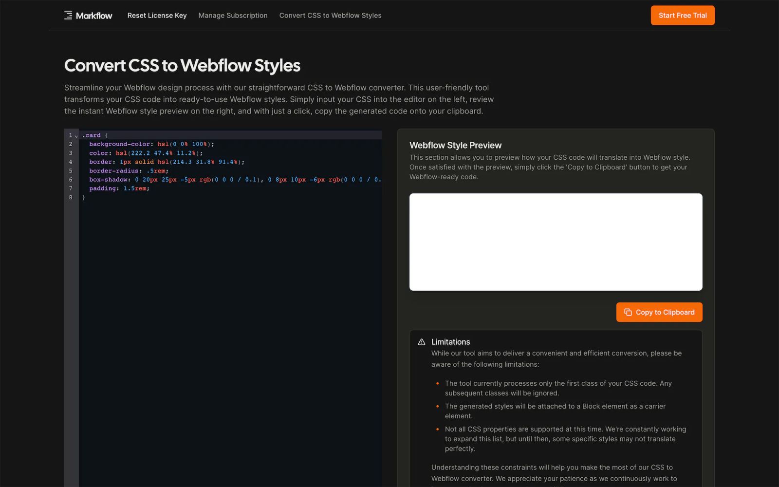 Covert CSS to Webflow Styles