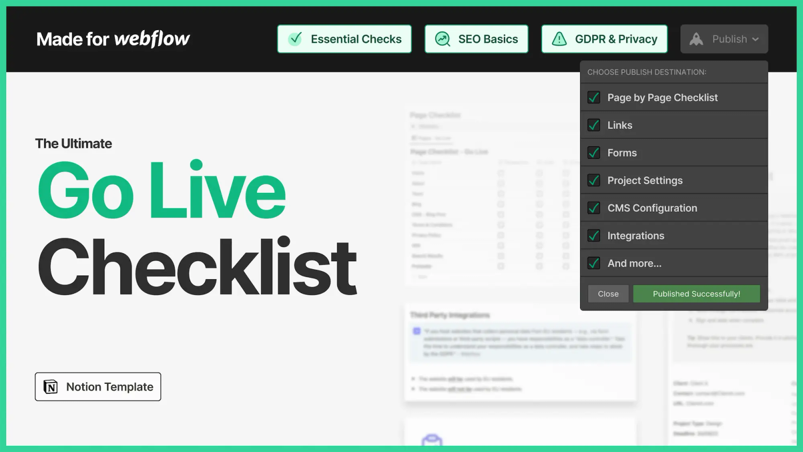 Webflow Go Live Checklist