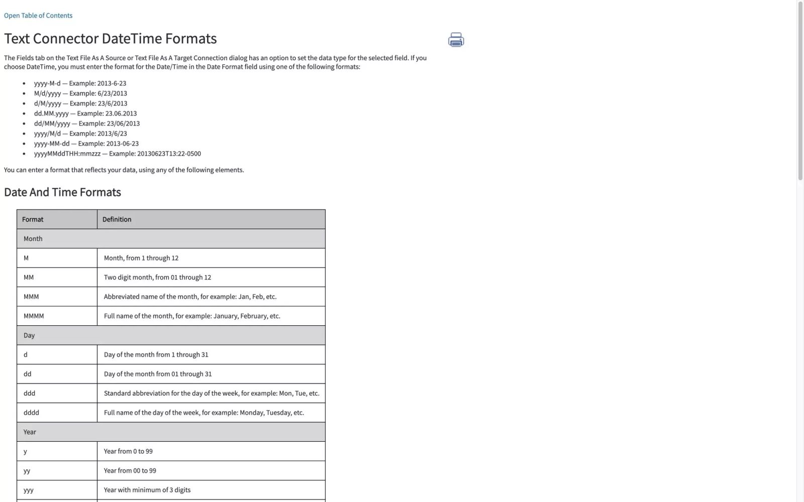 Text Connector DateTime Formats