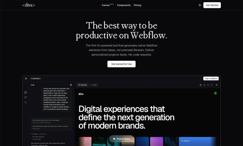 <divs> Webflow AI Generator