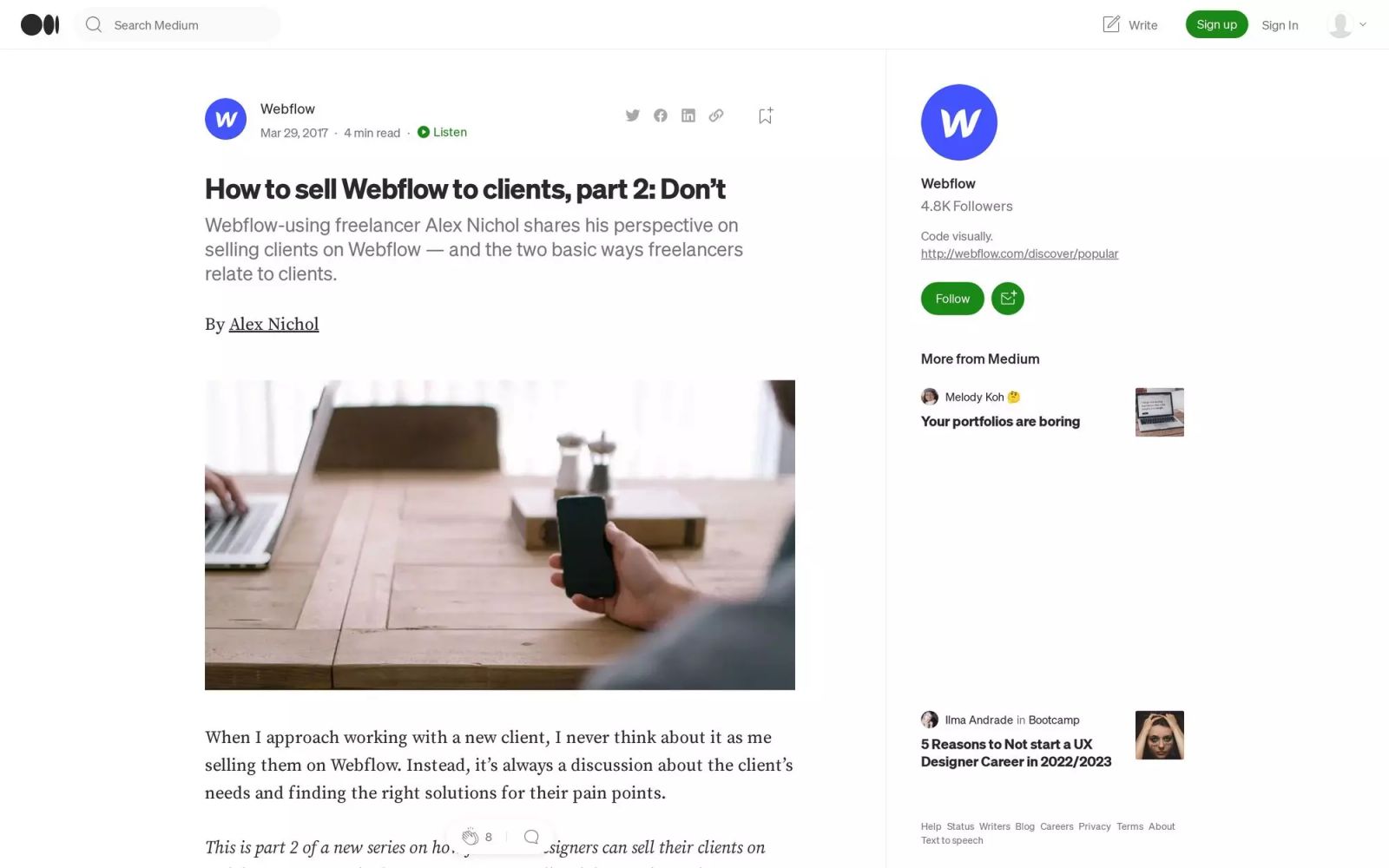 How to sell Webflow to clients