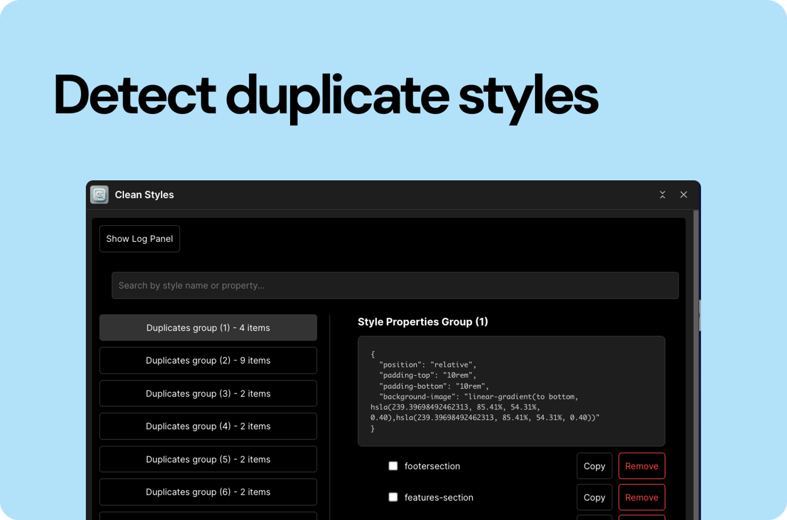 Clean Styles Webflow App