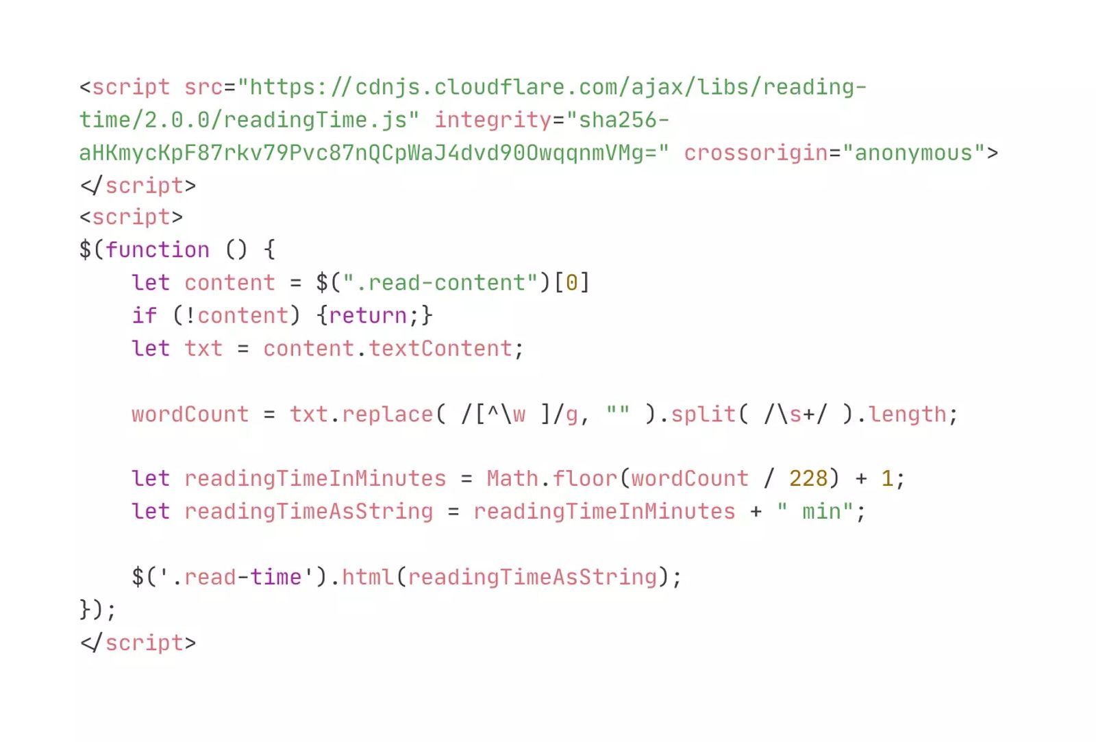Set Reading Time on Blog/Article Page
